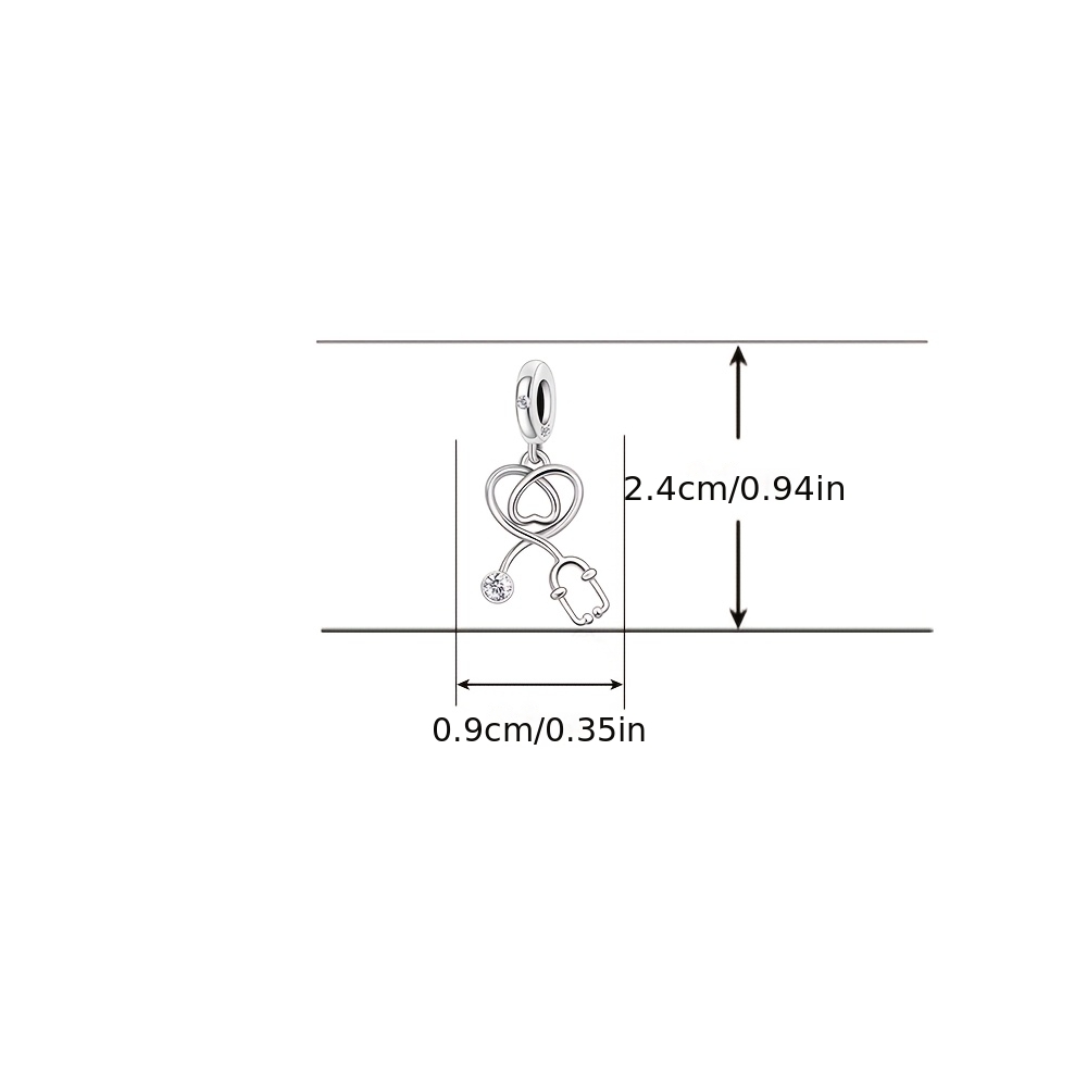 925 Sterling Silver Heart Auscultator Silvery Pendant